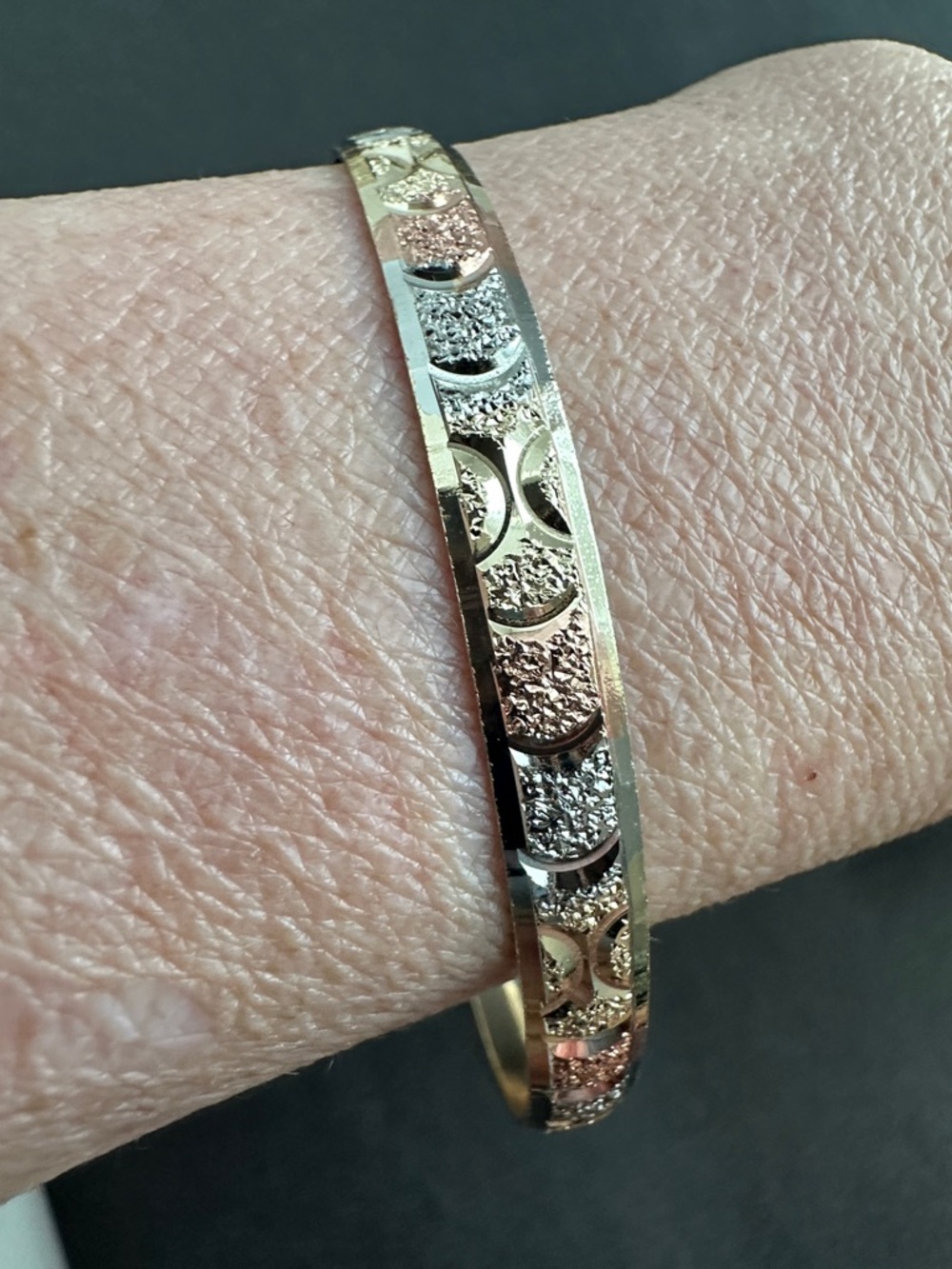14k Gold plated 3-tone Bangle Bracelet